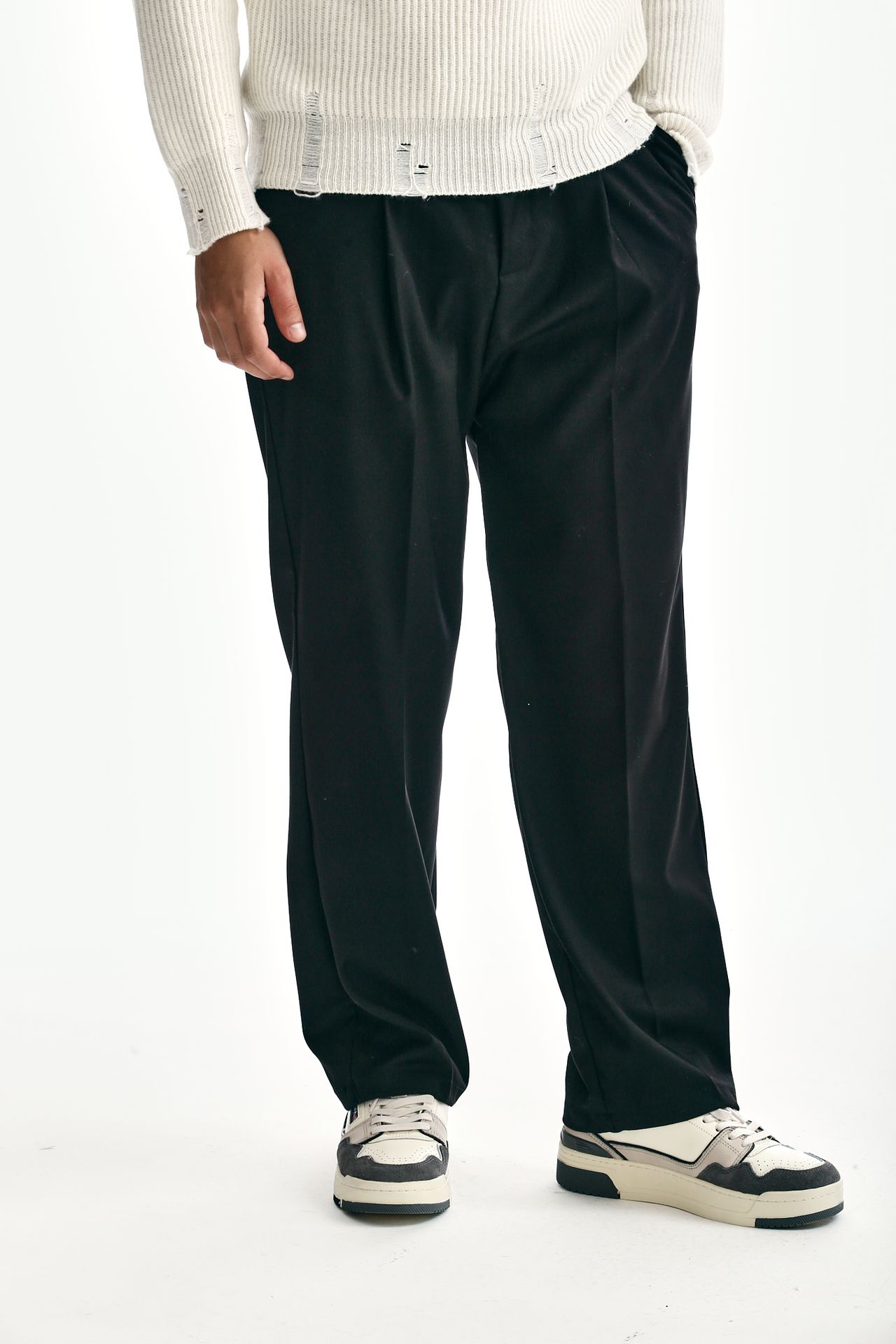 Pantalone ampio pinces nero