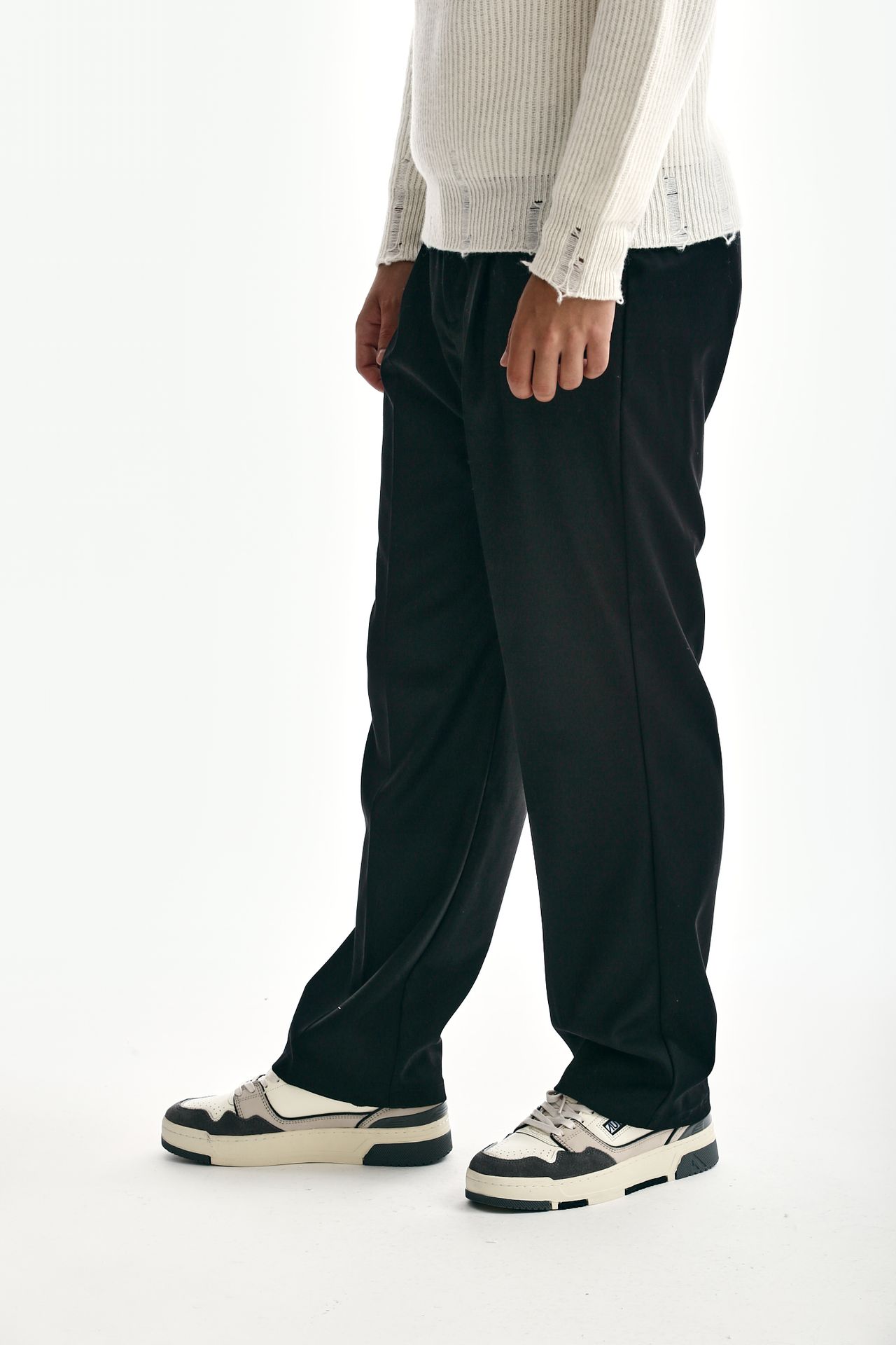 Pantalone ampio pinces nero