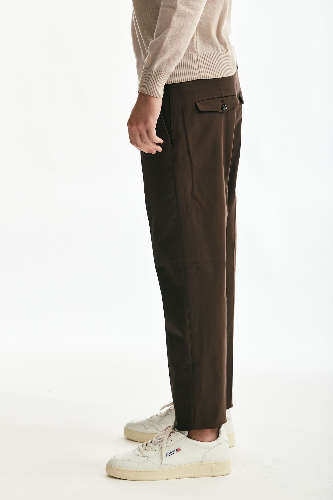 Pantalone NIKOLAS in cotone stretch cioccolato