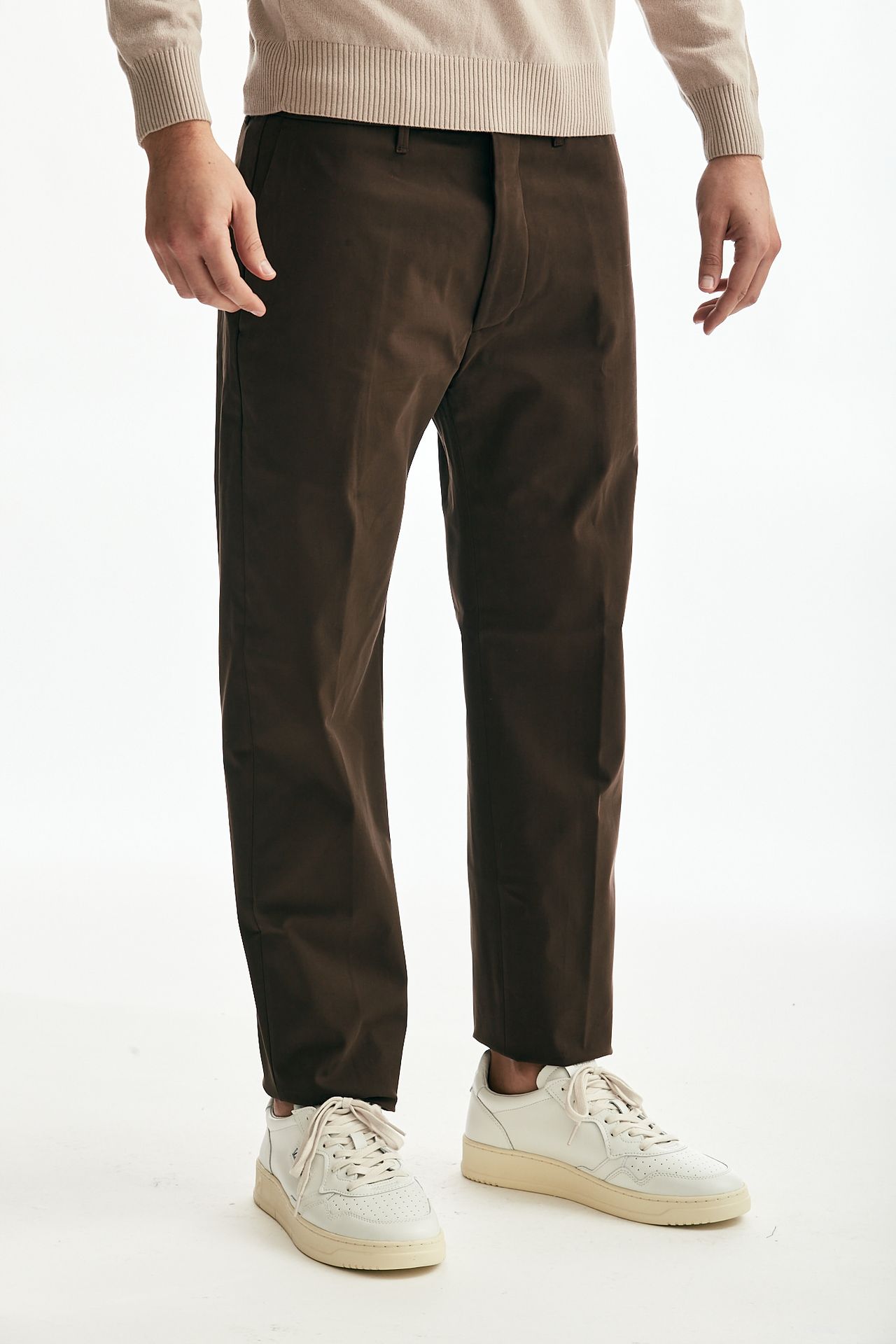 Pantalone NIKOLAS in cotone stretch cioccolato