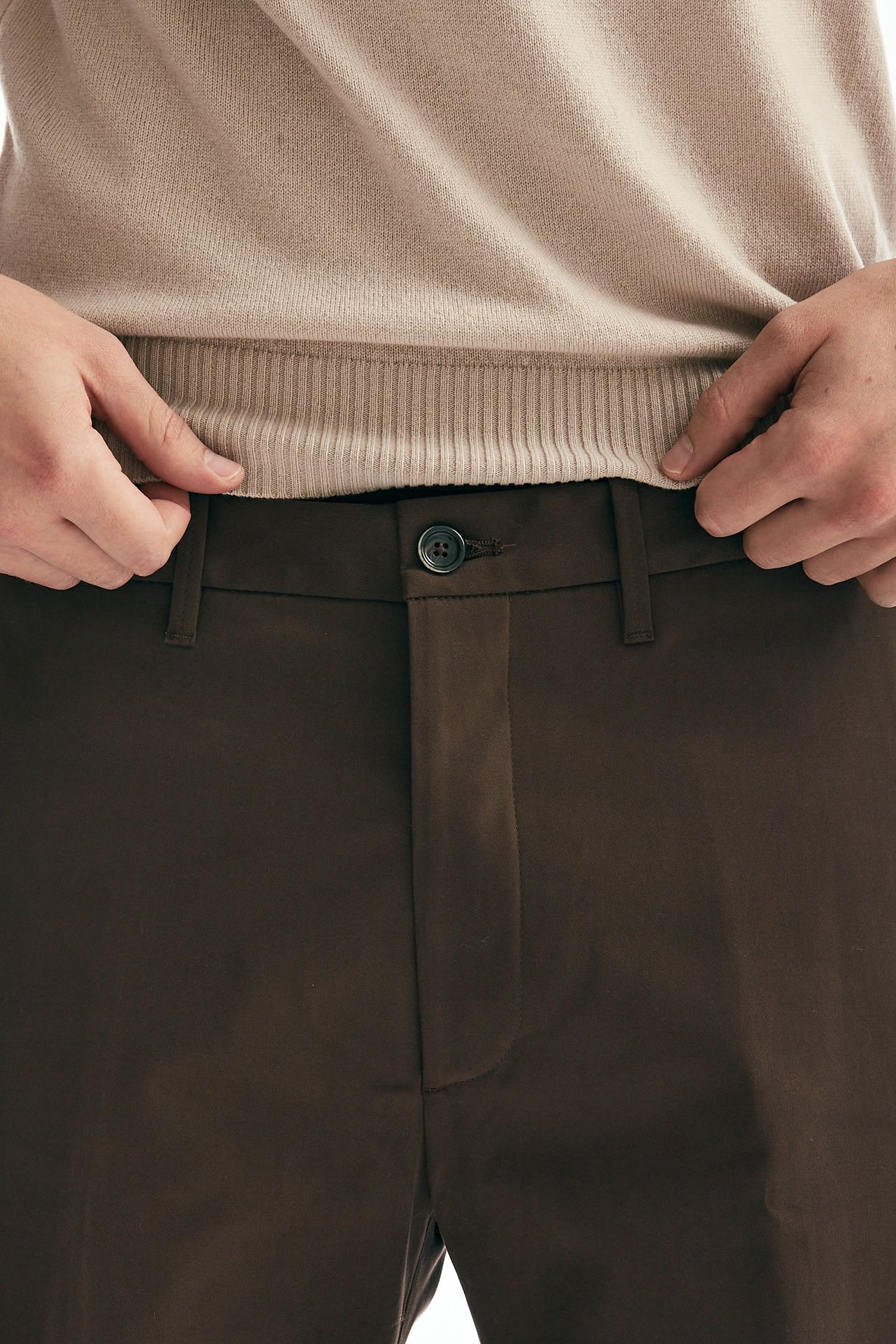 Pantalone NIKOLAS in cotone stretch cioccolato