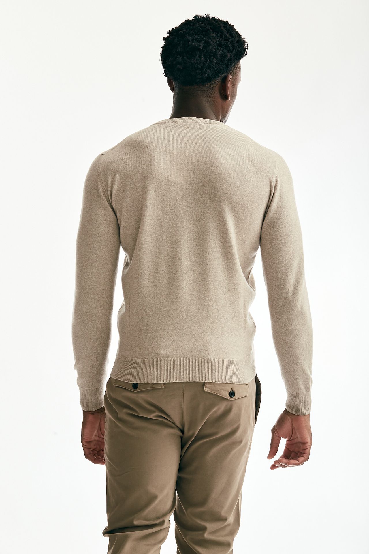 Maglia girocollo in lana e cashmere beige