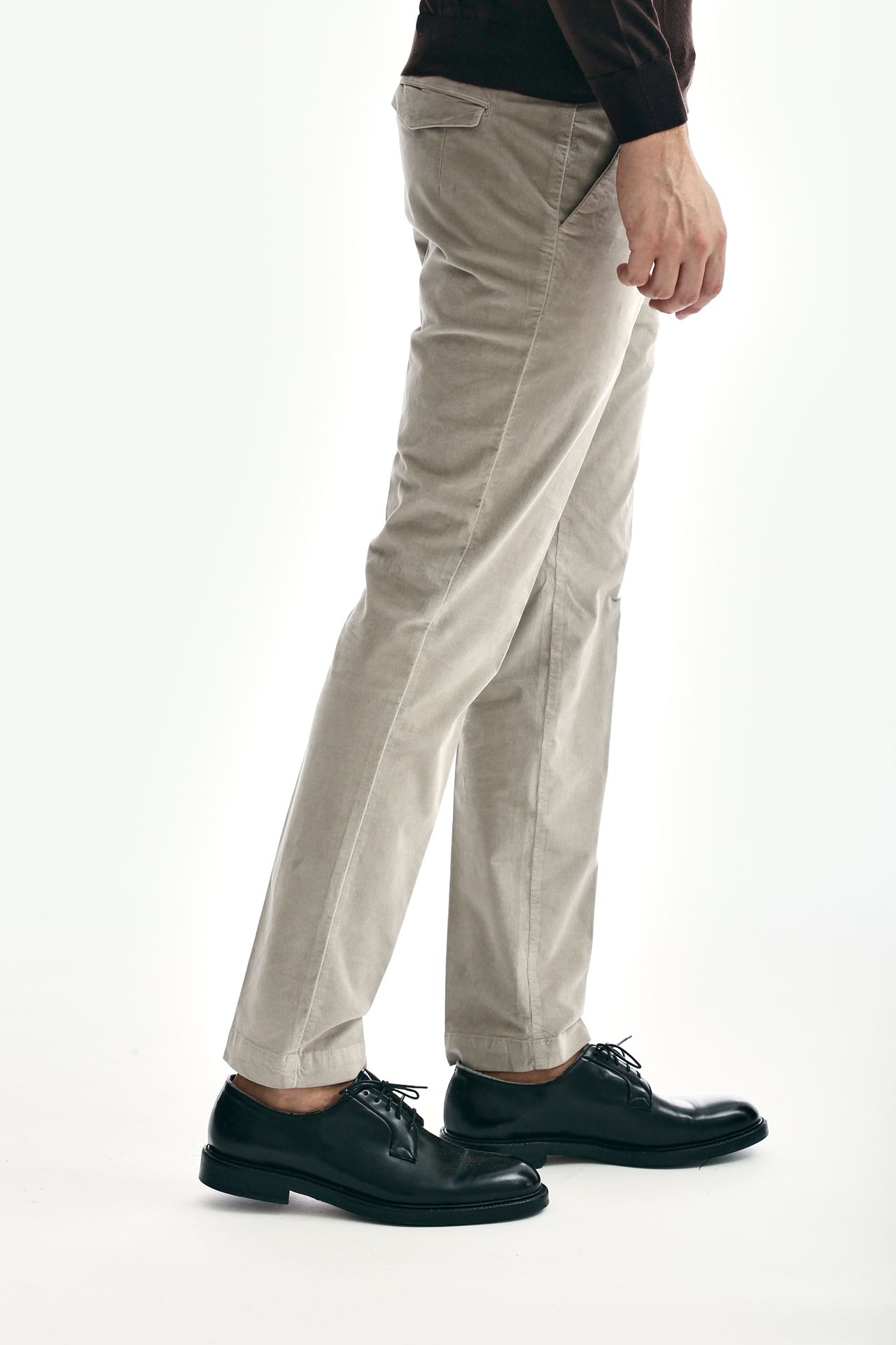 Pantalone MASTER FIT in velluto stretch beige