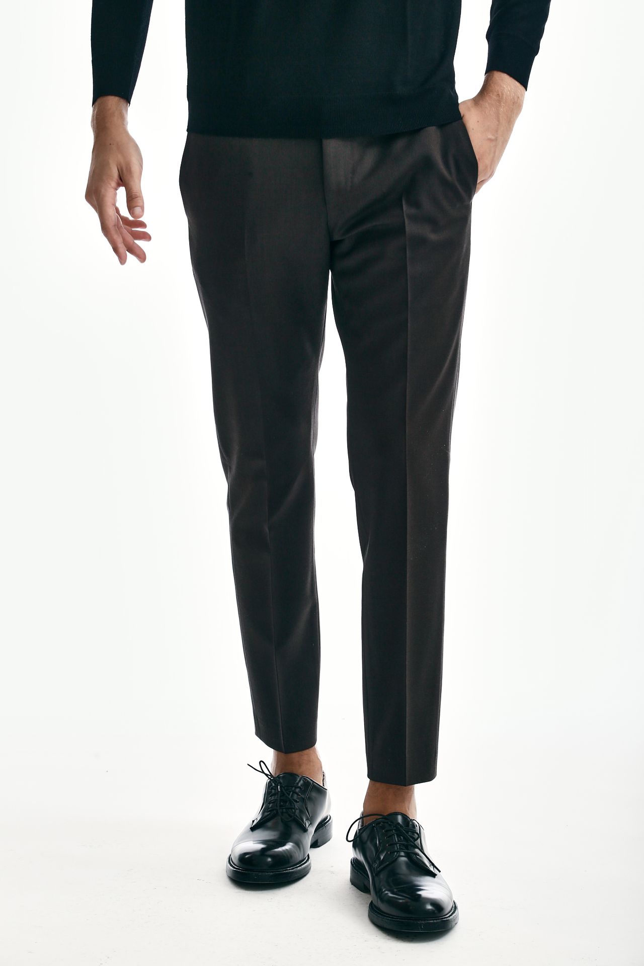 Pantalone EDGE-DIECI in lana marrone