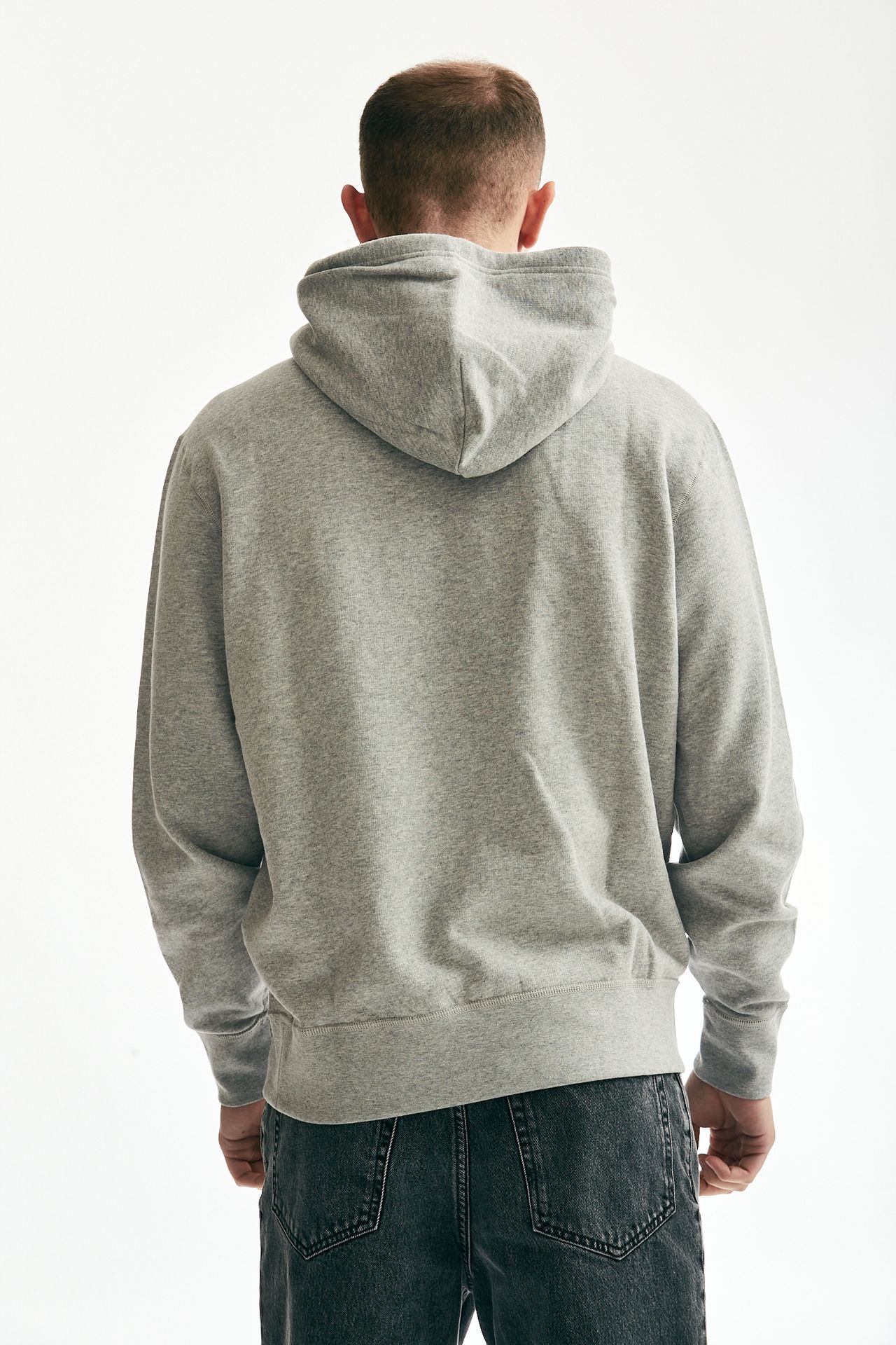 Felpa logo cappuccio in cotone grigio