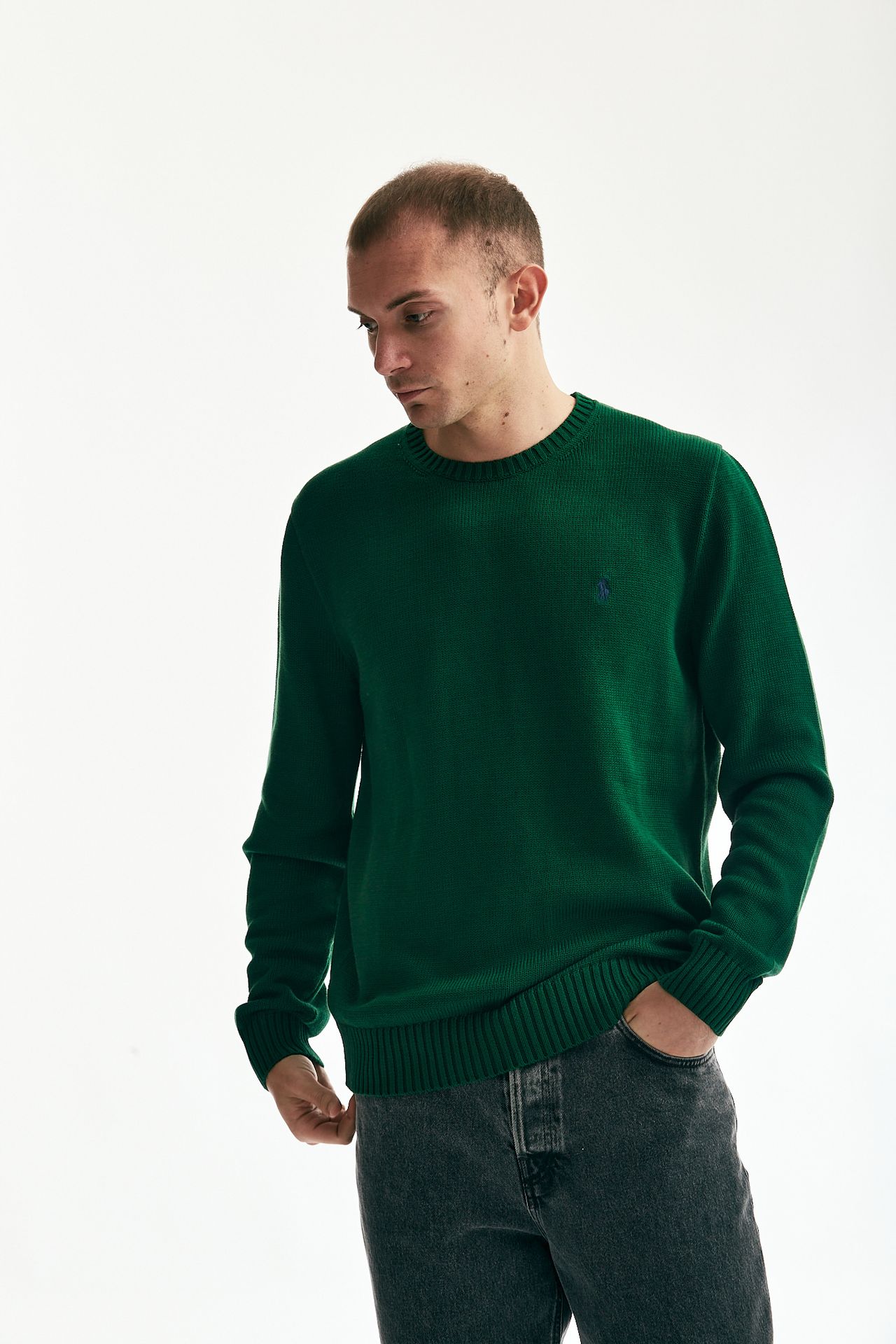 Maglia girocollo in cotone verde