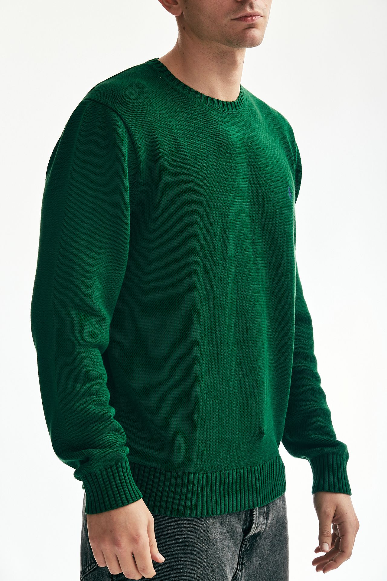 Maglia girocollo in cotone verde