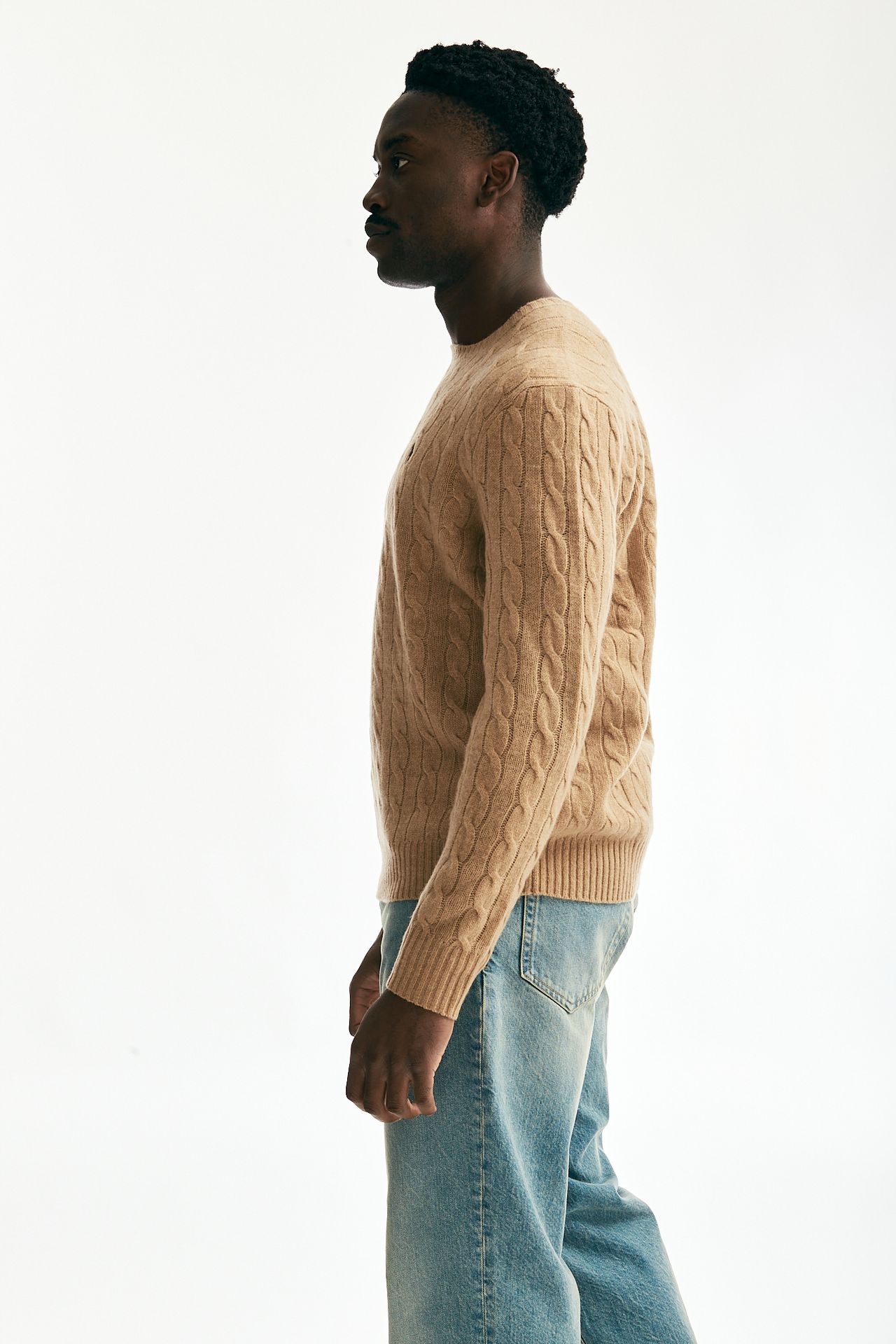 Maglia lana/cashmere a trecce beige