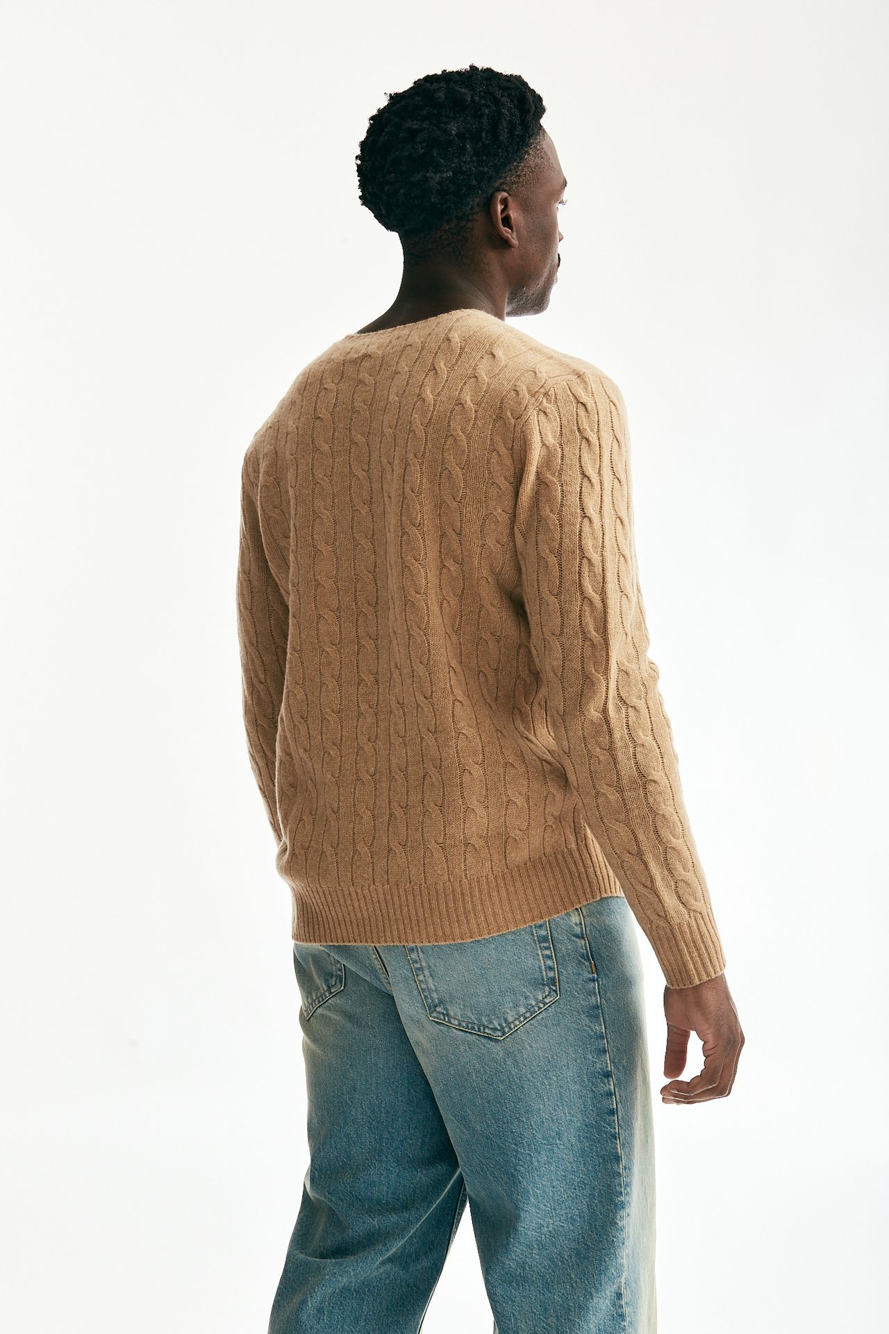 Maglia lana/cashmere a trecce beige