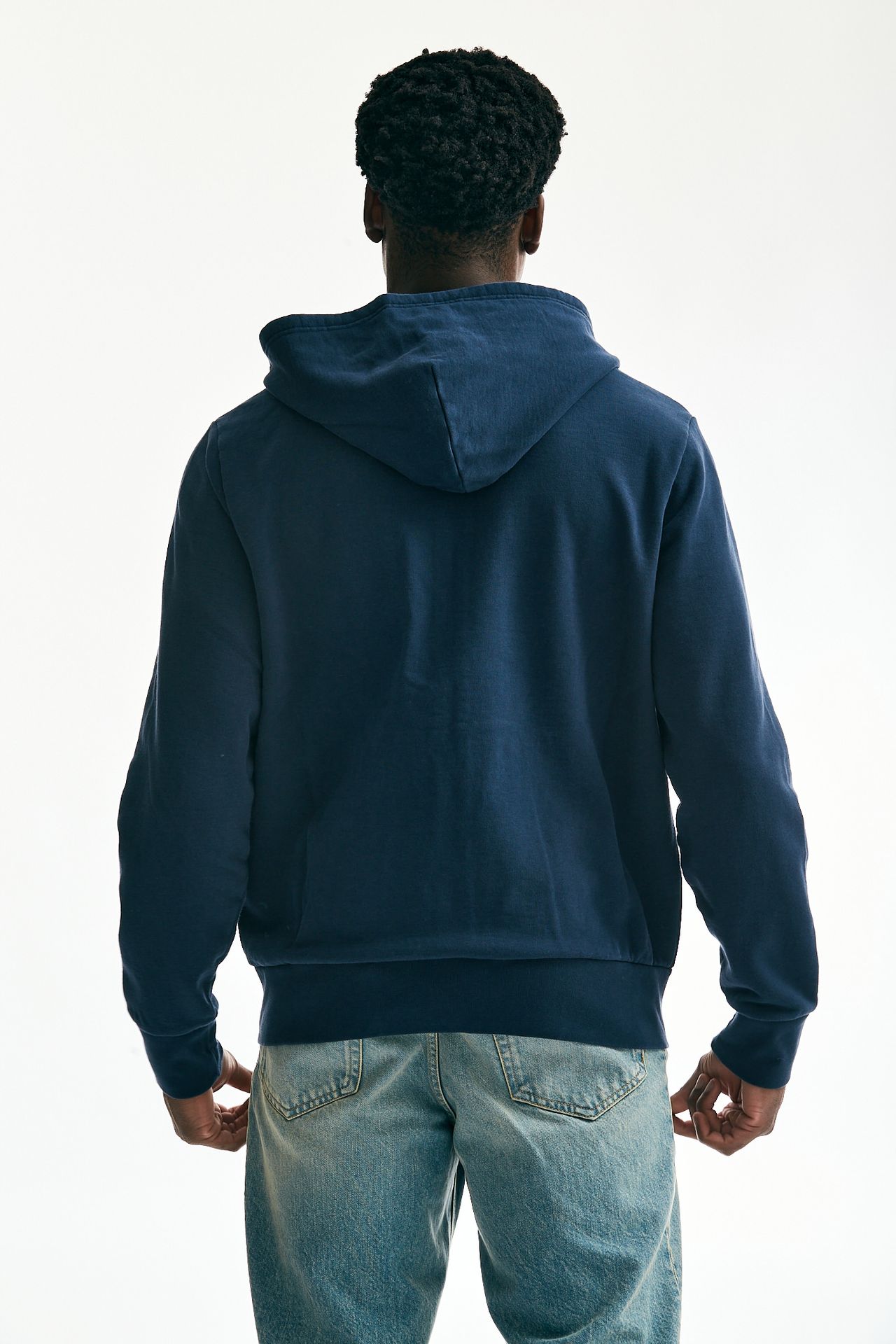 Felpa full zip in cotone lavato blu