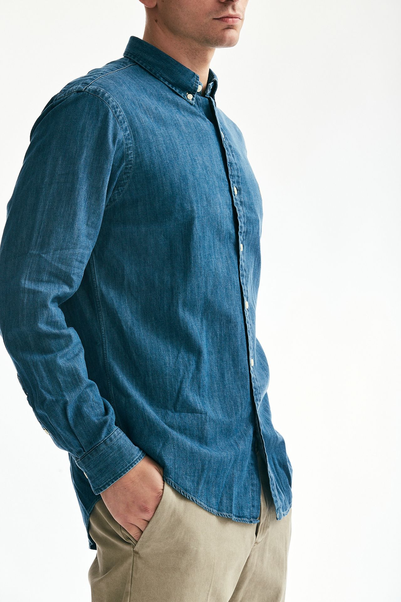 Camicia denim scuro in cotone