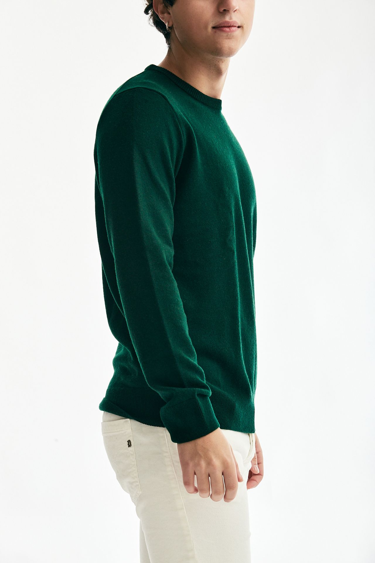 Maglia girocollo in lana verde